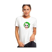 Joker Color Face Baskılı Beyaz Kadın Tshirt