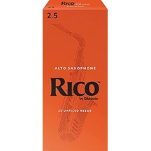 Rico Saxophone Reeds - Alto Saksafon İçin Kamışlar - Oynama Kolaylığı İçin Daha İnce Vamp Kesimi, Net Ses İçin Geleneksel Boşluk, Güçlü Ton İçin Dosyasız - Alto Saksafon Sazlıkları 2.5 Güç, 25'li