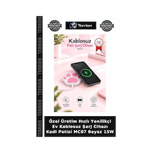 Özel Üretim Hızlı Yenilikçi Ev Kablosuz Şarj Cihazı Kedi Patisi Mc07 Beyaz 15w