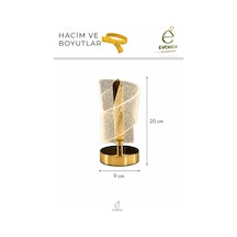 Evonıta Dekoratif Led Masa Lambası Spiral Tasarım Şeffaf Işıklı Abajur Gold Tabanlı Modern Gece Lambası Beyaz