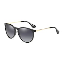 Eroni Siyah Retro Oval Kemik Çerçeve İnce Metal Sap Unisex Uv400 Vintage Retro Güneş Gözlüğü