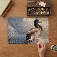 Buzların Üstünde Ordek Tasarımı 240 Parça Ahşap Puzzle Ahşap Kutuda Mpy40167