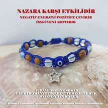 Vaoov 925 Ayar Gümüş Doğal Taşlı Nazara Karşı  Bilekliği