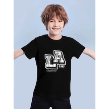 Uyguntarz Çocuk Losangles Baskılı Pamuklu Tshirt Siyah