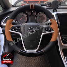 Opel İnsignia A Dikme Direksiyon Kılıfı Delikli Deri Parlak Siyah Taba Detay Çift Yüzük Ve Dikiş 2008-2013