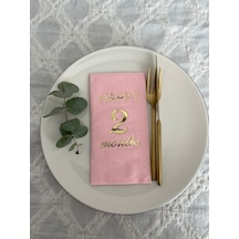 Gold Yaldızlı Pembe Happy 2 Yaş Months Garson Katlama Peçete 16 Adet