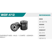 WINKEL WOF-412 Yağ Filtresi Agila 08- / Aveo Kalos / Tıco / Applause Charade Cuore Hıjet Sırıon T Yrv / Alto Yağ Filtresi 37877915