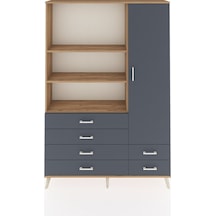 Arges Dolap 7 Raflı 6 Çekmeceli Tek Kapaklı 132x30x195 Çam-antrasit/antrasit Antrasıt/antrasıt