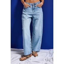Itsbasic Kadın Ice 4s6-27 Baggy Low Rise Fit Tokyo %100 Koton Denim Jean Buz Mavi