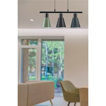 Pera Özel Tasarım Modern Cafe Mutfak Salon Sıralı Siyah - Antrasit - Yeşil 3 Lü Sarkıt Avize Diğer
