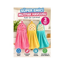 Mucit Home Mutfak Havlusu 3 Adet Süper Emici Kurutma Havlusu Asılabilir Pembe