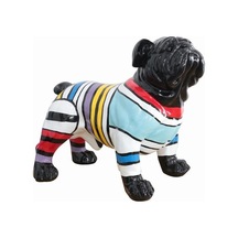 Lamedore Bulldog Colorful Strıped Sculpture 55x36x48 Cm
