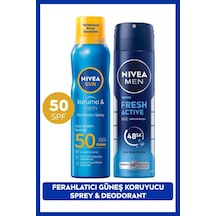 Sun Spf50 Güneş Koruyucu Ferahlatıcı Sprey 200ml Ve Erkek Sprey Deodorant Fresh Active 150ml