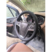 Dikişli Direksiyon Kılıfı Siyah Deri Kahve Dikişli Opel Mokka İçin Kahverengi