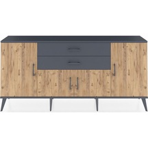 Arges Konsol 3 Raflı 2 Çekmeceli 4 Kapaklı 176x30x83 Antrasit-çam/antrasit Çam/antrasit