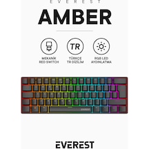Everest Amber Siyah Type-c Bağlantılı Rgb Ledli Mekanik Gaming Oy