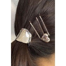 Caş Dekorasyon Gümüş Renk Metal Detaylı Lastik Toka Ve Tel Toka Set