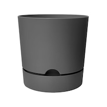 Begonya Saksı Tabaklı Drenajlı Mat Plastik Çiçek Saksısı 1 Adet, 9 Litre, 25cm, Gri