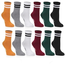 Ozzy Socks 12 Çift Karışık Renk Çizgili Kolej Çorabı