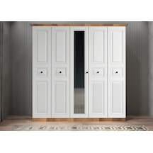 Riyad Membran 5 Kapaklı Gardırop Montaj Dahil Ceviz Beyaz 175 Cm