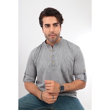 Slim Fit Uzun Kol Hakim Yaka Yarım Patlı Hediye Kutulu Erkek Gömlek Fs-003687 - Siyah-2458