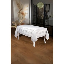 Nilüfer Lüx Jakar Kumaş Gri Masa Örtüsü Dikdörtgen 160x320 Cm - 1090 Çok Renkli