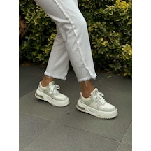Guja 24k319-3 Kalın Taban Taşlı Kadın Sneakers Spor Ayakkabı Beyaz