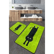 Comfort Yeşil Banyo Halısı Djt 2 Li Set Banyo Halısı Paspas Yıkanabilir Kaymaz Çok Renkli