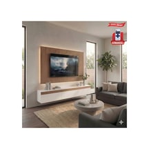 Purelıne Ledli Duvar Tv Ünitesi 140 Cm Ceviz Beyaz Beyaz-ceviz 160 Cm