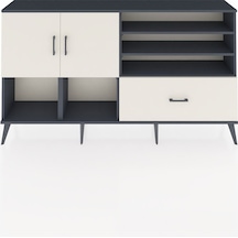 Arges Konsol 7 Raflı Tek Çekmeceli 2 Kapaklı 176x30x99 Antrasit-aytaşı Aytası - Antrasıt