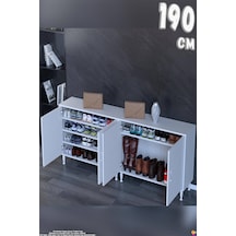 Modilayn Alba Ayakkabılık - Kapaklı 4 Raf 6 Bölmeli Dar Alanlar İçin Çok Amaçlı Dolap 190 Cm Beyaz