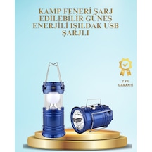 Güneş Enerjili Kızaklı Şarjlı Büyük Boy Kamp Feneri Usb Çıkışlı, Katlanabilir, Çok Fonksiyonlu Çokrenkli