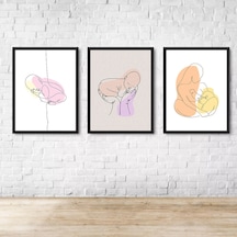 3 Parça Çerçeve Görünümlü Mdf Tablo Seti
