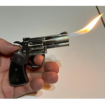 Metal Özel Tasarım Çift Ateşli Tabanca Silah Gazlı Çakmak Siyah
