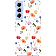 Samsung Galaxy S22 Uyumlu Sade Tek Çiçekler Baskılı Silikon Kılıf Renkli