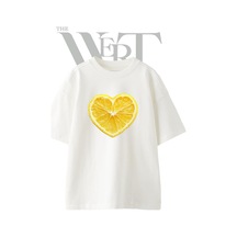 Thewert Lemon Heart Tasarım Baskılı Ünisex Beyaz Oversize T-shirt