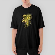 Gold Lion Splash Oversize Siyah Tişört Siyah