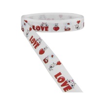 Love Yazılı Köpek Resimli Grogren Kurdele 2.5 Cm-1 Metre