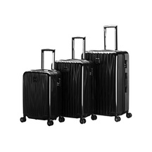 3'lü Valiz Seti Polikarbon Valiz 4x2 Teker Siyah 1815 Siyah