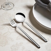 Nehir Sofia Yemek Kaşık Ve Çatal - 12 Parça Yemek Kaşığı Ve Çatalı 6+6 Gri