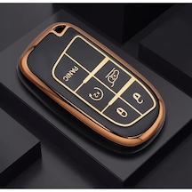 Gma Keys Lüx Fiat Egea Cross Uyumlu 500x 500l 5 Buton Nano Anahtar Kılıfı Siyah Gold Altın Renk