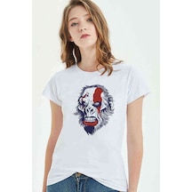 Monkey Baskılı Beyaz Kadın Tshirt (534307053)