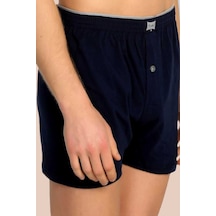 Erkek Lacivert 6'lı Paket Pamuklu Penye Havlu Bel Boxer Lacivert