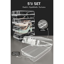 5 Adet Kadın Ayakkabı Kutusu - Şeffaf Ayakkabı Düzenleyici Saklama Kutusu Organizer Seyahat Kutusu Şeffaf