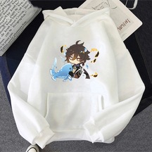 Beyaz Genshin Darbe Lar Sıcak Oyun Zhong Likawaii Hoodie Renkler 12 Boy A Beyaz