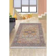 Renkli Klasik Göbekli Dokuma Pamuk Taban Kaymaz Kilim Klm148n11 Çok Renkli