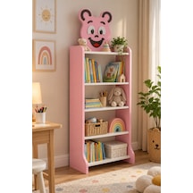 Sulorahome Happy Face Figürlü Pembe Çocuk Kitaplığı Ve Oyuncak Düzenleyici