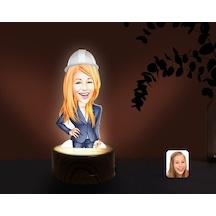 Kişiye Özel Kadın Mühendis Karikatürlü Dekoratif 3D Biblo Led Işı