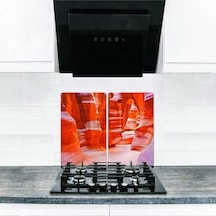 Cam Ocak Koruyucu ve Kesim Tablası Kanyon 80Cm X 52Cm 2 Parça.