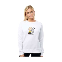 Snoopy And Frıends Baskılı Beyaz Kadın Sweatshirt